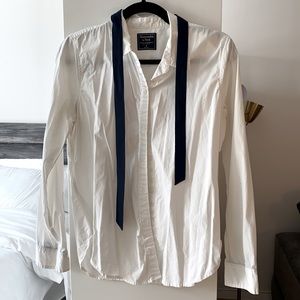 White button down AF collared shirt with tie